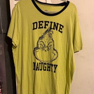 Define Naughty Grinch Graphic Short Sleeve Tee - Lime